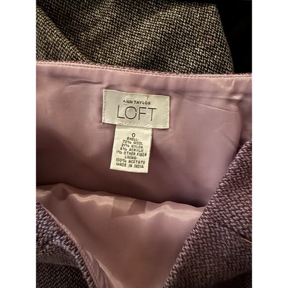 LOFT Wool Blend A-Line Skirt Purple Textured Knee Length Size 0 - Picture 5 of 5